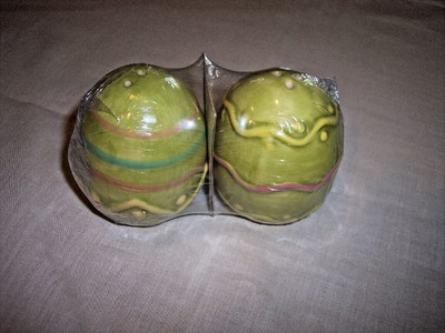 Easter Salt & Pepper Eggs Shaker Set Decorated  Egg  ,3'' Tall,  Green