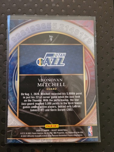 2020-21 Panini Zahlen auswählen Donovan Mitchell grün rissiges Eis #9 Utah Jazz - Bild 2 von 2