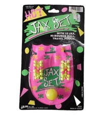 JA-RU Inc Hot Jax Set 10 Jax & 1 Ball w/ Travel Pouch Vintage 1990 NOS Neon Rare