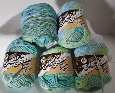 Lily Sugar'n Cream Country Stripes Cotton Yarn 5 Ball Lot Worsted 4 Ply