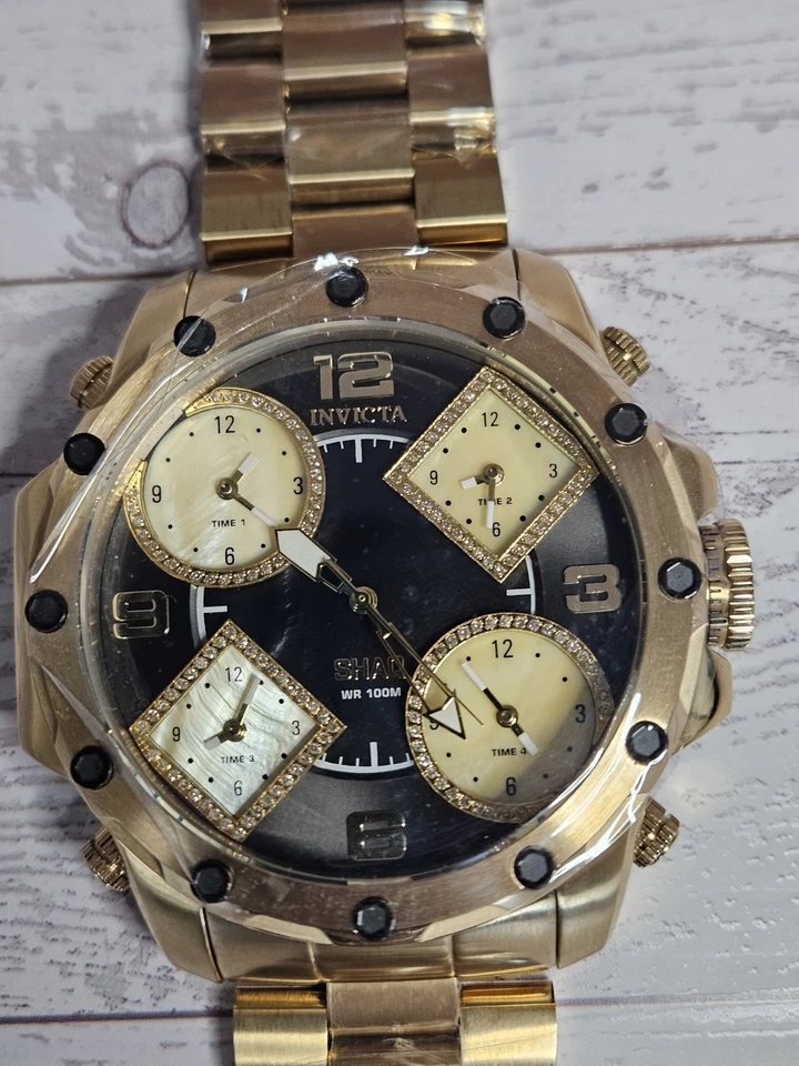 Invicta SHAQ Mens 58mm Quartz Stainless Steel Gold Tone Watch 33867 Night Glow - Image 3 of 4