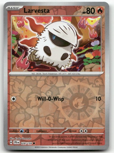 larvesta pokemon card TCG: 12/73 Unknown Take Down This Pokemon also does 10 damage to itself. Larvesta - Journey Together #28