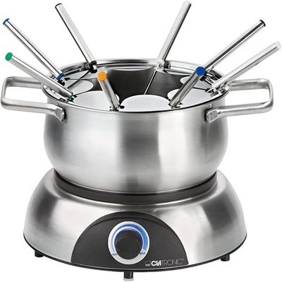 Clatronic  Fondue-Set | Edelstahl Fonduetopf (Ø 18,5 cm) | bis zu 1,2 Liter