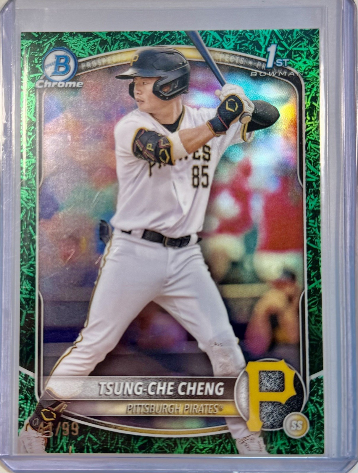 2025 Bowman Tsung-Che Cheng Green Grass Refractor /99 1st Bowman Chrome Pirates
