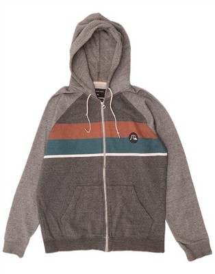 QUIKSILVER Herren Zip Hoodie Pullover Medium Grau Colourblock Baumwolle CD03