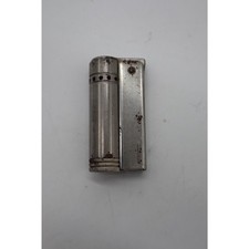Vintage Unbranded Metal Petrol Lighter Silver Tone Patina Collectible Tobacciana