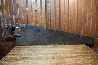 CROSS CUT SAW 29 INCH 4 POINTS CLOSE UP HANDLE 4" NIB CROSSCUT WOODWORK HANDSAW