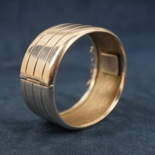 Engine Turned Silver Bangle Cuff With Safety Chain - Free Shipping Usa Engine Turned Silver Bangle Cuff With Safety Chain - Free Shipping Usa