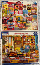 Lot 2 White Mountain Holiday Puzzles 1000-pc Thanksgiving Day  Betty Crocker