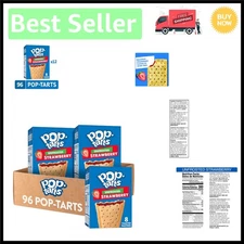 48 Packs of Unfrosted Strawberry Toaster Pastries - Ideal for Breakfast & Snacks