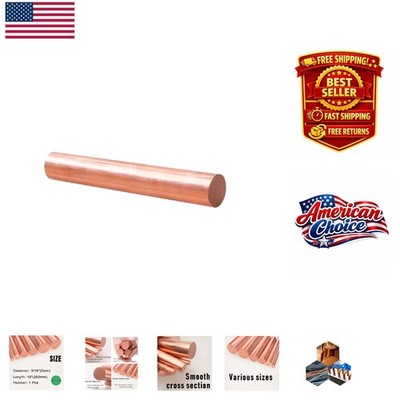 3/16'' Diameter Pure Copper Rod 9.84'' Length - Perfect for DIY Projects