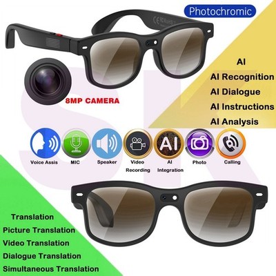 6K AI Smart Glasses Multifunctional Camera Bluetooth Call Voice Assistant Music