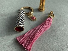 CAROLINA HERRERA 340 FULL SIZE LIPSTICK 4 PIECE SET ZEBRA W PINK TASSEL & CHARM!