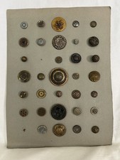Antique Victorian Buttons on Card ~ Mixed Metal Patterns 33
