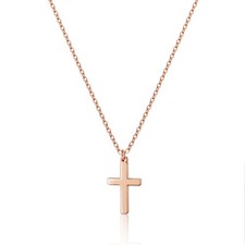 Simple Cross Necklace - Dainty 14K Rose Gold Plated Pendant Necklace Simple Cute