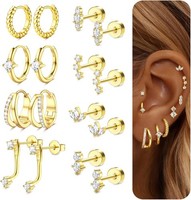 Ohrringe Set 8 Paar Gold Silber Creolen Ohrstecker Hypoallergen Chirurgenstahl