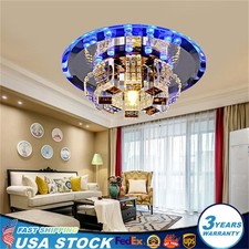 Modern Crystal LED Ceiling Lamp Flush Mount Chandelier Living Room Light Fixture