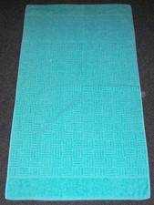 Vintage Martex Sculpted Turquoise Blue Cotton Crosshatch Turkish Bath Towel USA