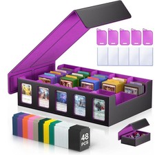 Trading Card Storage Box 5-Row 3900 Capacity, TCG MTG Card Case Magnetic Lid