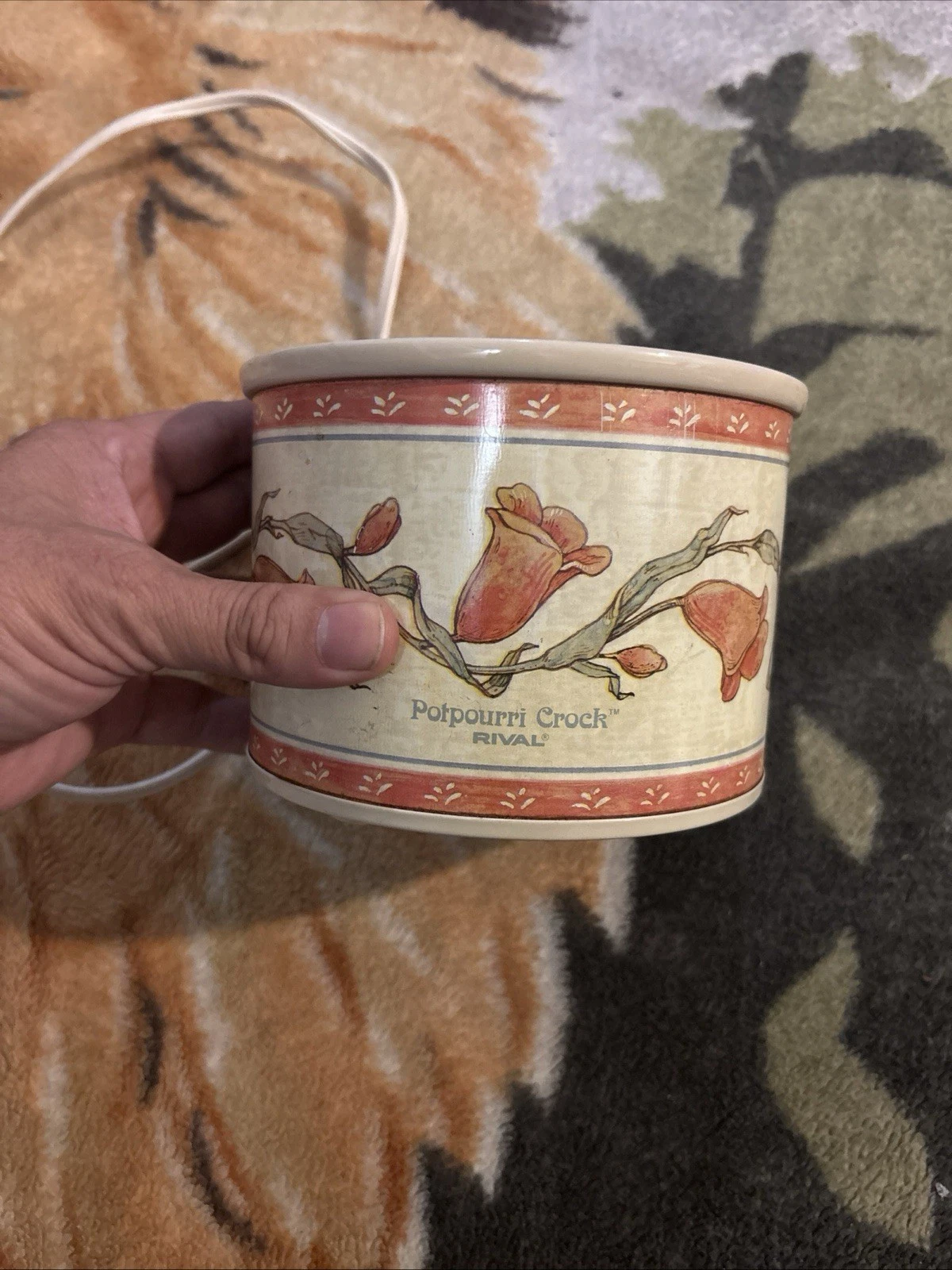 Vintage Rival Potpourri Crock Pot Model 3209 Floral Tested Works 👍