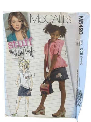 McCALL'S M5420 Girls Jacket Top Skirt Sewing Pattern Size CCE 3-6