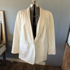 Womens Talbots Blazer Sz 20W White Woven 2XL Business Career Spring MSRP $178