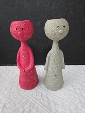 Whimsical speckled resin figurine candlesticks or air fern planters Set Of 2