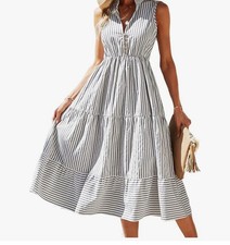 Brovave Grey And White Striped Dress Size Extra Large