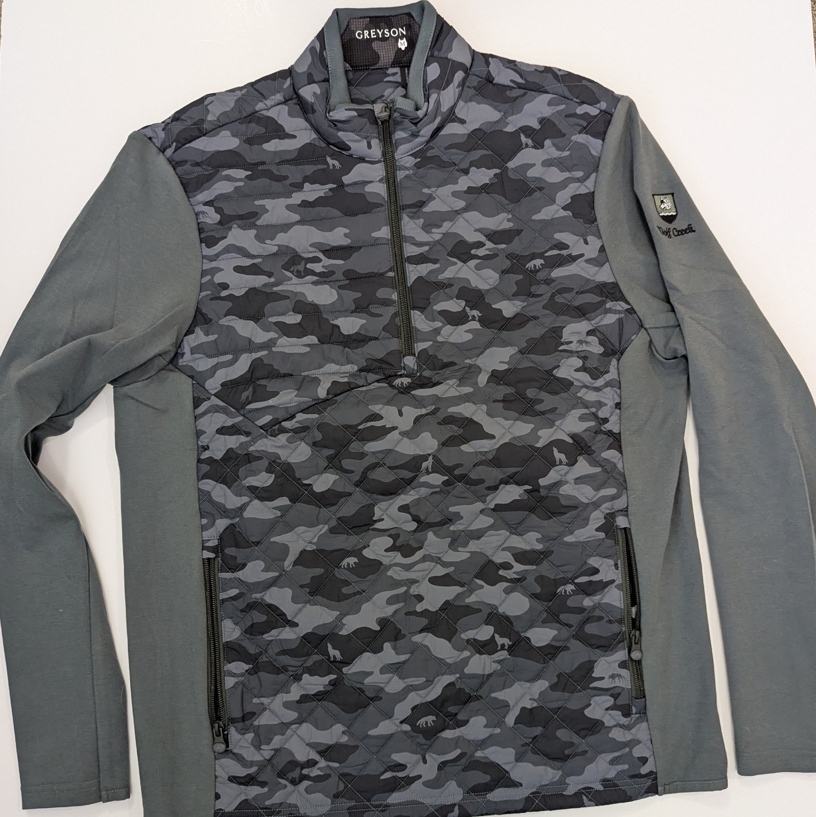 Greyson Men’s Gray Camo Scape Yukon Hybrid 1/2 Half Zip Jacket MEDIUM Wolf Creek