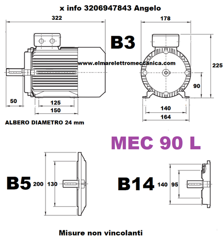Motore Elettrico Monofase B3 CON PIEDINI giri 2800 1400 900 rpm poli 2 4 6 230 V - Photo 41/56