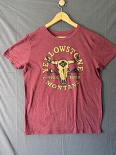 Yellowstone Dutton Ranch Tee Mens Large Maroon Graphic Montana Western