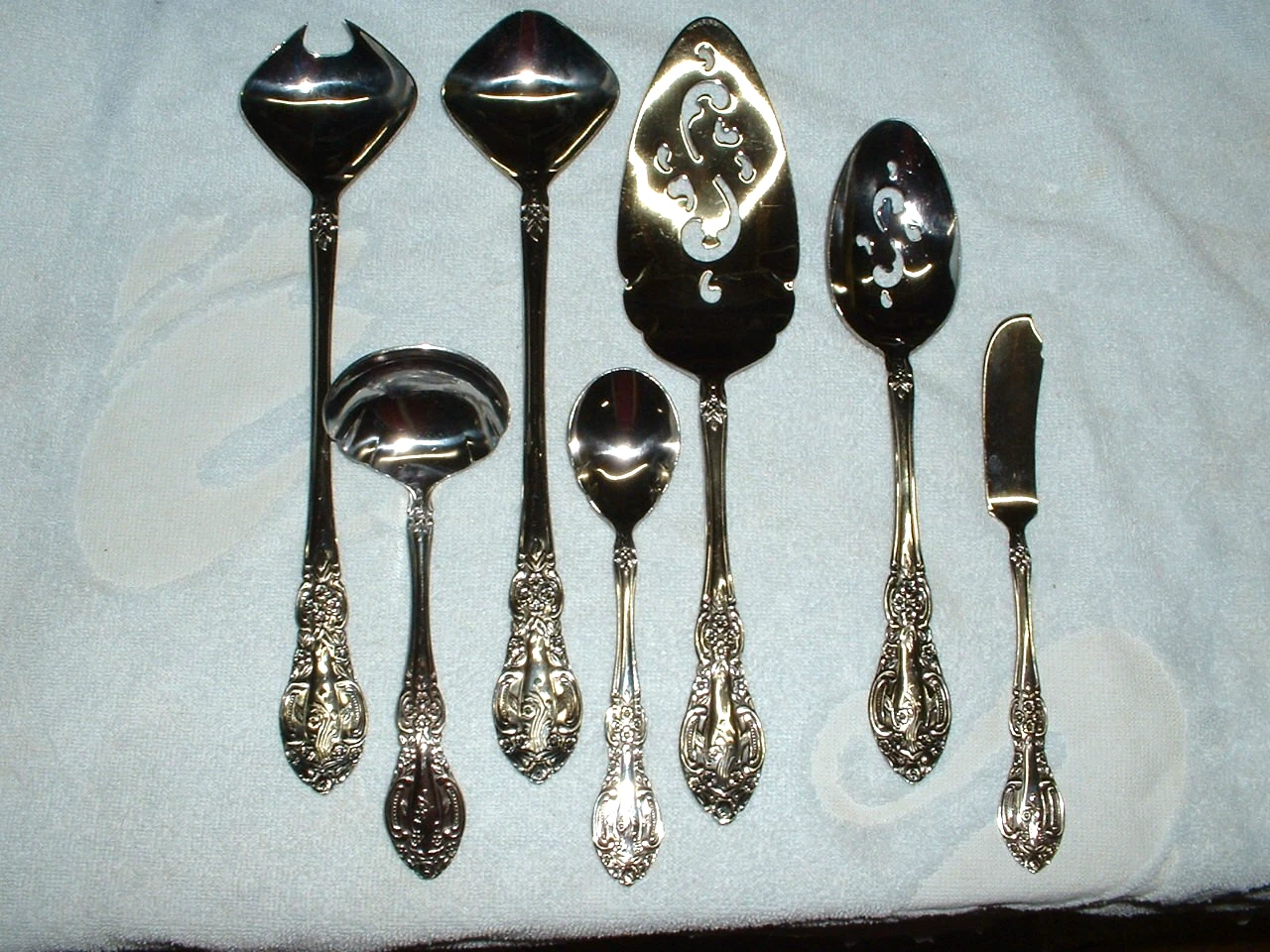Lot of 7 Springtime Japan Stainless Flatware Serving Pieces Glossy Finish