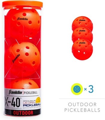 Franklin Sports X-40 Outdoor Pickleballs - Ember - 3 Bälle
