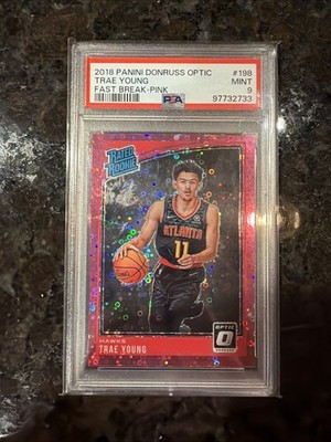 2018-19 Panini Optic Trae Young Fast Break Pink Psa 9 11/20 JERSEY MATCH