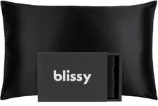 Blissy 100% Pure Mulberry Silk Pillowcase 22 Momme 6A High-Grade Fibers - black