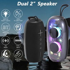 Mini Portable Dual 2" Speaker Mechanical Bluetooth BT/TF/USB/FM/AUX/TWS Audio