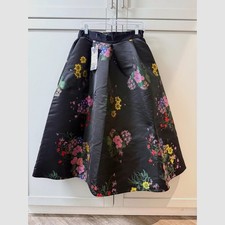 Erdem x HM Floral Jacquard Midi Skirt Black Pink Metallic Embroidered 10 NEW