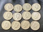 40% Silver Kennedy Half Dollar Lot of 12 1966, 1967, 1968 D 1969 D $6 Face Value