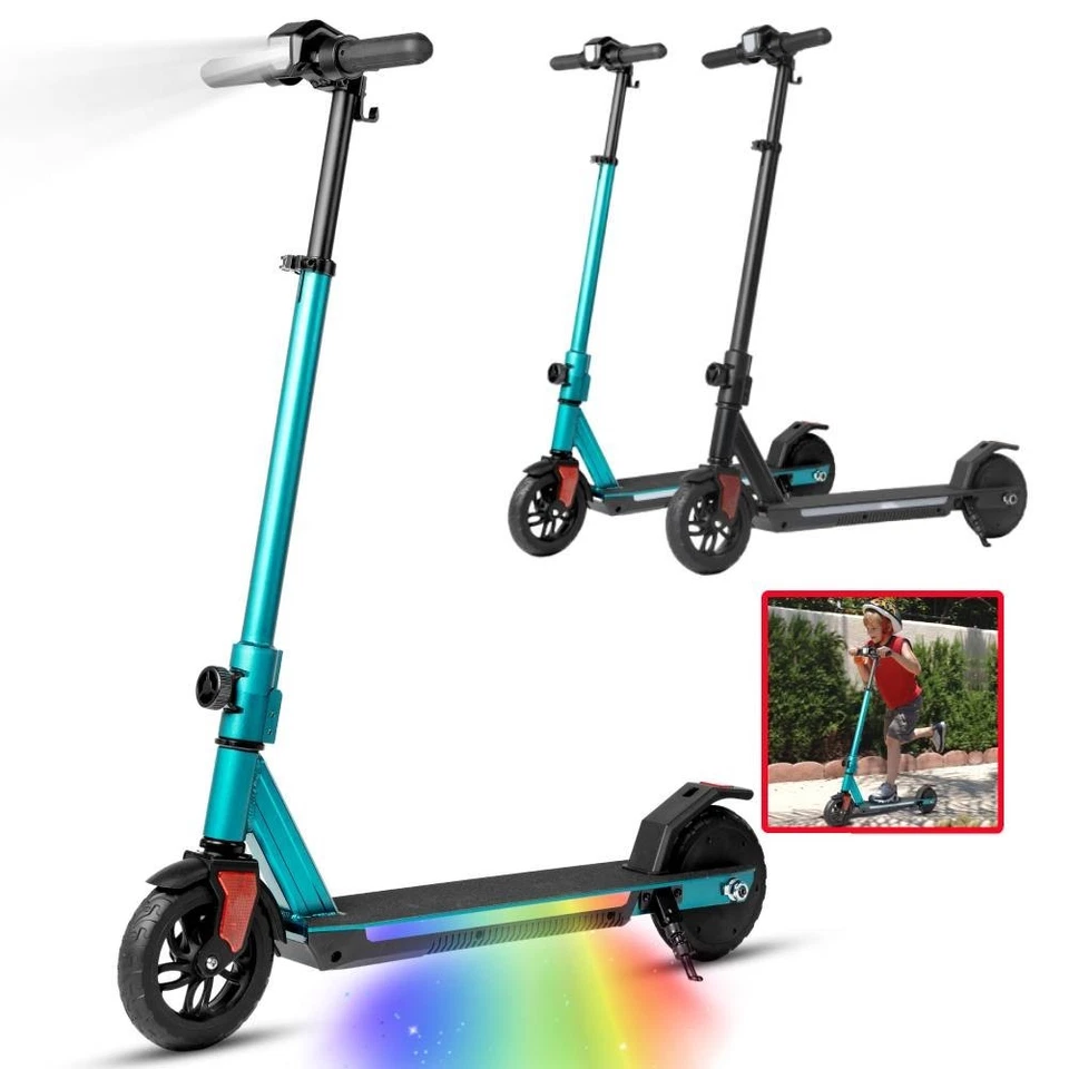 VANKEL E Scooter Für Kinder 6-14 Jahren Kinderroller Elektroroller E-Roller mit LED DE