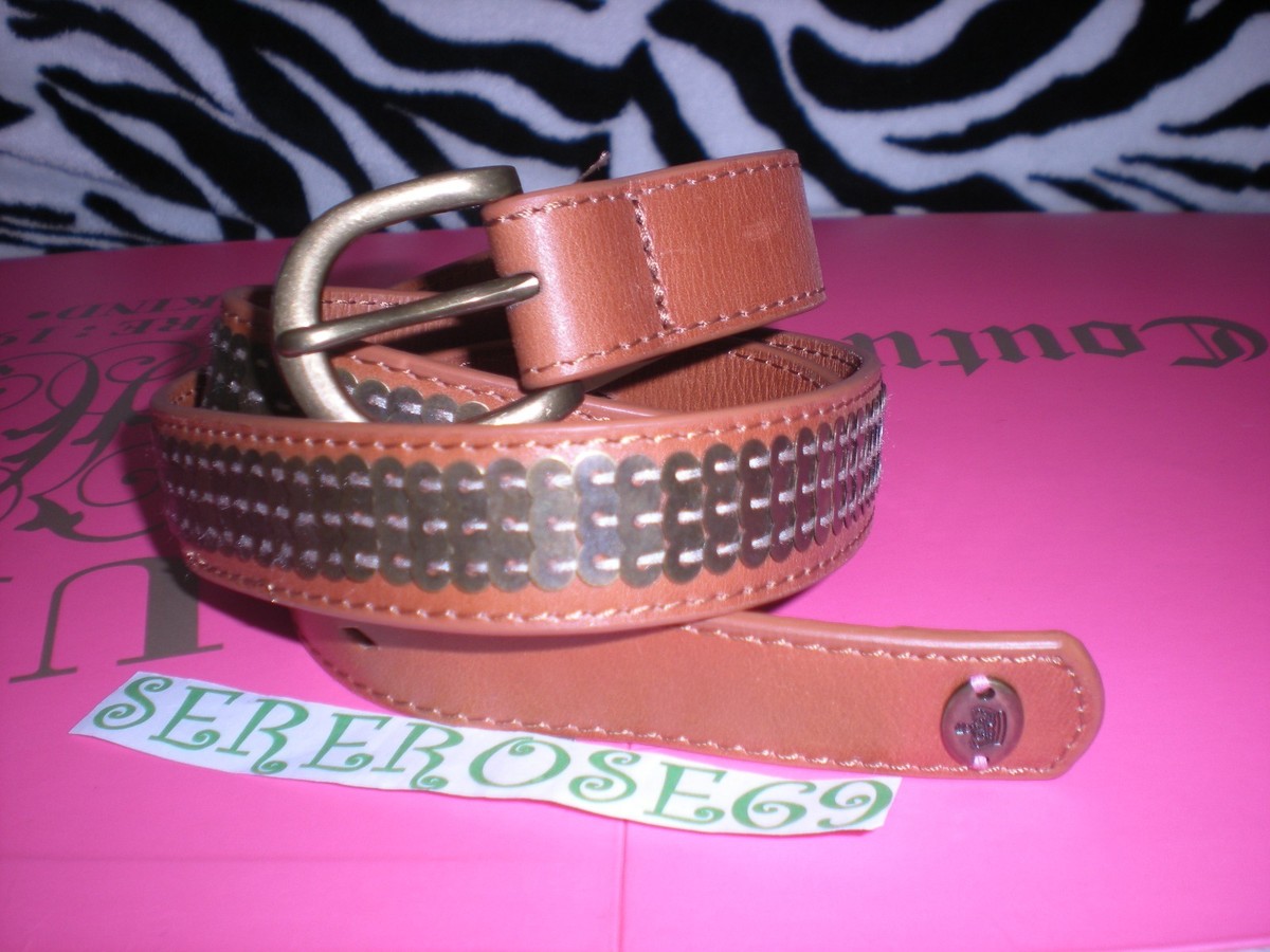 Juicy Couture Embellished Cognac Gold Metal Sequin Leather  display picture 1