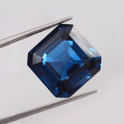 AAA Natural Flawless London Blue Topaz 15x15 MM Asscher Cut Loose Gemstone