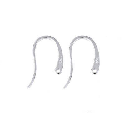 Flat Ear Wire French Hook Earrings Sterling Silver 925 Connector