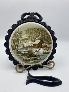 Currier And Ives Trivet A Home In The Wilderness