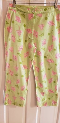 LILLY PULITZER SIZE 4 CROP PANTS FRUIT SLICE CHERRIES UMBRELLAS 