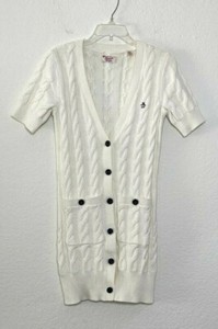 white cable knit button down sweater