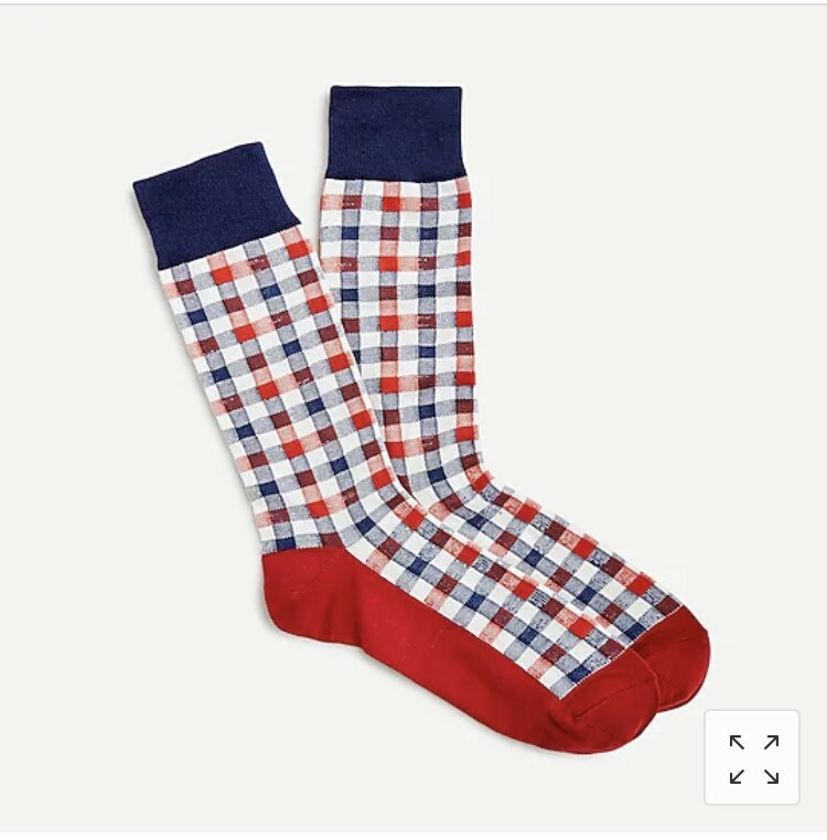 J. Crew Men's Dress Socks ~Gingham Barn Red Mix ~ OSFM~ NWT