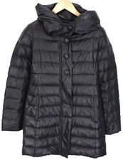 Max & Co. Quilted Jacket Womens US 2 Zip Up Quilted Hooded Medium Length Blue