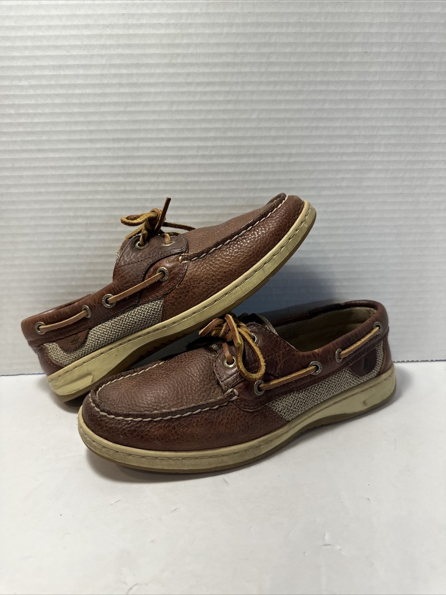Sperry Top Slider Boat Shoes Womens 7M Brown Leather Lace Up  display picture 1