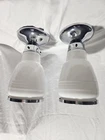 2x Antique Vintage Art Deco Chrome Ceiling Light Fixture Machine Age Milkglass