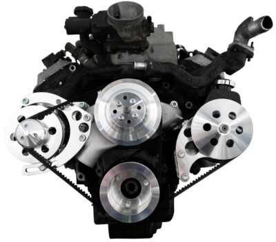 Chevy 8100 V-Belt System ALT PS Long Water Pump Polished L18 Billet Keyway